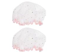 Alasum Bonnet de Bain Pratique pour Laver le Visage et Se Baigner Imperméable en Satin Blanc 2 Pièces Surface Lisse Maintien des Cheveux pour Femmes