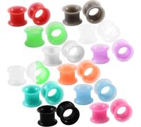 Alasum Bouchons D'oreille Tunnel en Silicone 24pcs, Confortables et Faciles à Assortir, Calibre Varié pour Piercing Cartilage, pour Mariage et Fêtes Couleur Aléatoire