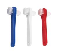 Alasum Brosse à dents pour prothèse 3 pièces double tête plastique léger manche plat court kit nettoyage pour dentier adulte usage domestique