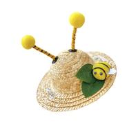 Alasum Chapeau Décoratif en Paille M pour Chat Accessoire D’été Style Abeille, Léger et Confortable, Chapeau Sombrero pour Animaux de Compagnie, Photo et Fêtes Estivales