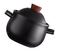 Alasum Cocotte avec Lisse Résistante Haute Température 2,5l en Céramique Noire et Préparation de Soupes Maison pour Gaz