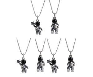 Alasum Collier 6 Pièces en Acier Inoxydable Noir Astronaute Pendentif Léger et Haute Résistance pour Présents de Couple ou Petites Attentions