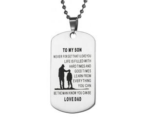 Alasum Collier à Pendentif Militaire en Acier Inoxydable Argenté, Style Unique et Chic, Présent pour Mon Fils Exprimant L'amour D'un Papa