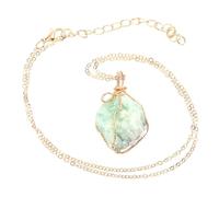 Alasum Collier de Cristal Naturel Irrégulier en Pierre Verte Pendentif Décoratif, Ambiance Énergétique, Chaîne de Cou Créative pour Usage Quotidien et Vacances