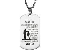 Alasum Collier Militaire en Acier Inoxydable Argenté Pendentif Dog Tag Robuste et Chic, Présent Unique pour Exprimer L'amour à Son Fils