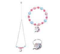 Alasum Collier Perles Multicolore, Bracelet Coloré, Bague Plaquée Or, Accessoire Déguisement Fille, Présent Anniversaire Joyeux et Ludique