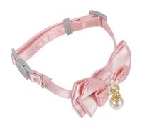 Alasum Collier pour Chaton Mignon Réglable en Polyester Rose avec Noeud et Pendentif Perle Amovible, Confortable et Adapté aux Fêtes en Extérieur