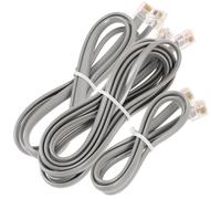 Alasum Cordon Téléphonique Fixe Rj12 6p6c Plat, Lot de 3, Gris Argenté