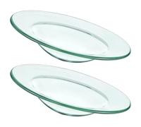 Alasum Coupelles en Verre Transparent Lot de 2 Ø12 CM pour Chauffe-Cire et Brûleur d'Aromathérapie, Support Stable pour Huiles Essentielles et Bougies Parfumées, Plateau Facile à