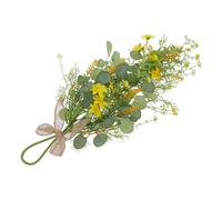 Alasum Couronne Décorative Romantique Ambiance Printanière Rafraîchissante de Goutte avec Fleurs Artificielles Jaunes et Eucalyptus pour Mariage et Porte D'entrée