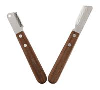 Alasum Couteau à Dénuder pour Chien 2pcs en Acier Inoxydable Manche en Bois, Démêle Le Poil et Prévient la Fatigue Main, Outil Professionnel pour Brosse sous Poil