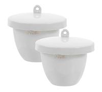 Alasum Creuset en Céramique pour Laboratoire 70ml Résistant Haute Température avec Couvercles Blancs 2 Pièces pour Analyses Chimiques et Expériences