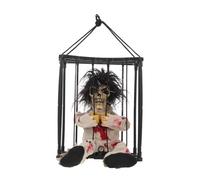 Alasum Décoration Halloween Fantôme en Cage Imprimé Léopard Lumineux et Sonore Activé par Capteur Accessoire Suspendu Réutilisable pour Fêtes et Maisons Hantées