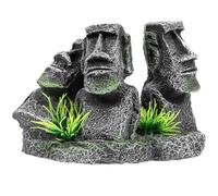 Alasum Décoration Moaï en Résine pour Aquarium Moyen - Ornement de Poisson Sécuritaire et Léger Accessoire Décoratif pour Tortues Statuette de Jardin Aquatique Décor D’Aquarium