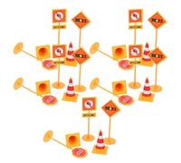 Alasum Décorations de Gâteau Anniversaire 25pcs en Plastique Réutilisables Forme Panneaux Routiers et Barrières pour Fête Garçon et Filles Thème Transport