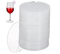 Alasum D'étiquettes de Boisson en Acrylique Identification Facile Rondes 60 Pièces pour de Verre à Vin Décoration pour Mariages et Tables à Dîner
