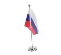 Alasum Drapeau Russe Accessoire Vibrant et Stylé Base Stable en Polyester de Table en Fer, Bannière Décorative Élégante pour Festivals et Bureau