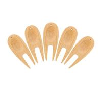 Alasum Ensemble 5 Pièces Outils de Réparation de Divots de Golf en Bambou Fourche de Golf Solide pour Entretien Pelouse Marqueur de Balle Pratique Portatif Parcours