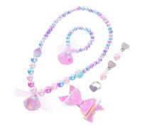 Alasum Ensemble 6 Pièces Collier et Bracelet Garçon et Filles Perles Imitation Coquillage Bleu Violet, Accessoire Déguisement Plage Fille, Bijou Fantaisie pour Fête et Anniversaire