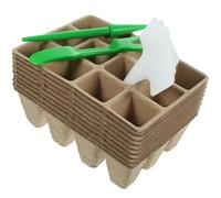 Alasum Ensemble de 22 Pièces pour Semis avec 10 Pots Biodégradables à 12 Compartiments en Fibre de Papier 1 Paire de Transplantateurs 10 Étiquettes T pour Culture de Semis et