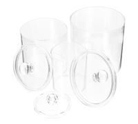 Alasum Ensemble de 3 Bocaux D'apothicaire Salle de Bain Transparents Couvercles, en Matériau, Faciles à Ouvrir et Fermer, pour Rangement Coton et Accessoires sur Comptoir de Salle de