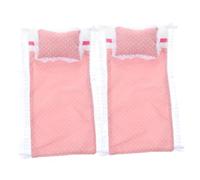 Alasum Ensemble Literie pour Maison de Poupée 2 Pièces avec Drap Rose, Oreiller et Couette, Taille Lit N°3, Accessoires de Chambre Miniature pour Décor Poupée, Couverture et Paquet
