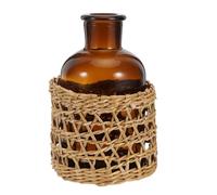 Alasum Flacon Vide de Diffuseur, Pot Diffuseur à Roseaux, Cylindrique, en Verre et Herbe, Rechargeable, pour Aromathérapie, Salon et Décoration