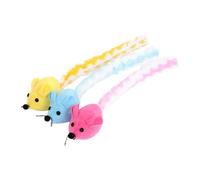 Alasum Interactif pour Chat Intérieur Lot de 3 Souris en Peluche Colorée Forme Souris Longue pour Augmenter L'interaction et Réduire la Solitude Couleur Aléatoire