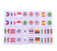 Alasum Jeu de Mahjong pour 2 Joueurs 64 Tuiles en 24 MM aux Couleurs des Drapeaux Nationaux Jeu de Société Éducatif et Familial Portable pour Fêtes et Apprentissage Géographique