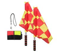 Alasum Kit Arbitre Football Complet 2 Drapeaux D'arbitre Solide, Cartons Rouge et Jaune, Sifflet en Acier Inoxydable Puissant, Mallette de Rangement et Feuilles de Score pour Matchs