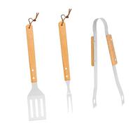Alasum Kit D'ustensiles pour Barbecue en Acier Inoxydable Poignée en Bois de Chêne, 3 Pièces, Paquet de Rangement Oxford, pour Barbecue en Extérieur la Maison
