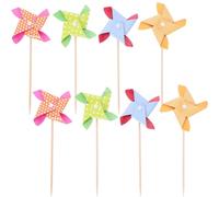Alasum Lot de 18 décorations pour cupcakes de mariage, moulins à vent, mini piques à moulins à vent, pics à cupcakes, cure-dents, tons de terre, veste en bambou, bébé