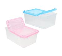 Alasum Lot de 2 Boîtes D’Élevage Ventilées pour Reptiles Petites Tailles Plastique Léger Couleurs Bleu et Rose Cage à Reptiles Professionnelle pour Transport Incubation et