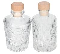 Alasum Lot de 2 Bouteilles en Verre Transparent Style Pilier Romain, Compactes et Solide, Bouchon Hermétique, pour Conservation de Vin ou Liqueurs Maison