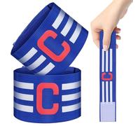 Alasum Lot de 2 Brassards de Capitaine de Football Bleu 35 X 7 CM en Polyester Extensible Brassards de Chef d'Équipe Professionnels Confortables et Respirants pour Match Sportif