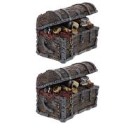 Alasum Lot de 2 Décorations pour Aquarium en Résine Coffre au Trésor sous-Marin Compact Ornement Étanche pour Aquarium D’Eau Douce et Marine Décoration Créative pour Mini-Aquariums