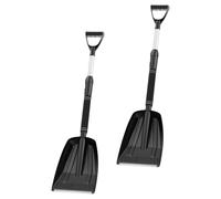 Alasum Lot de 2 Pelles à Neige Télescopiques en Métal Noir Manche Renforcé - Pelle à Dégivrage Multifonction pour Voiture, Trottoir et Camping - Outil Pliable et Solide pour