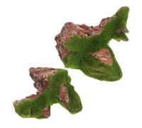 Alasum Lot de 2 Set de Ornements Flottants en Résine pour Aquarium, Décor de Roche Artificielle Jaune avec Texture Montagneuse, Plateforme Légère Suspendue pour Eau Douce et Eau