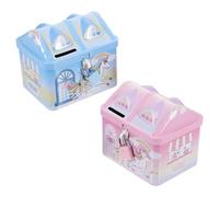 Alasum Lot de 2 Tirelires Maison Licorne avec Serrure Pot D’Épargne Cartoon en Plastique Solide Taille Moyenne Couleurs Rose et Bleu Coffres à Pièces Ludiques pour Chambre D’Garçon