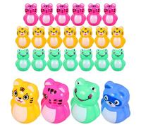 Alasum Lot de 24 Mini Jouets Culbuteurs Animaux Assortis, Figurines Colorées en Plastique Sûr, Jouets Éducatifs pour Garçon et Filles, pour Fête D’anniversaire et Présents D’école