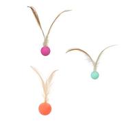 Alasum Lot de 3 Balles Élastiques pour Chat Interactif en Caoutchouc Plumage Artificielles, pour Divertir et Accompagner Les Chats à Jouer Seuls