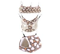 Alasum Lot de 3 Nids Suspendus pour Petits Animaux - Maison Chauffante en Coton Peluche pour Hamster Rat Furet et Chinchilla - Abri Tunnel Cosy Lavable et Confortable pour Cage Hiver