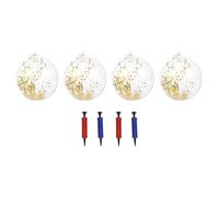 Alasum Lot de 4 Ballons de Plage Gonflables à Paillettes Dorées 40 Cm en PVC Transparent, pour Garçon et Filles et Piscine, Décoration Festive D'été, Ballon de Plage pour Activités