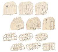 Alasum Lot de 48 Portes de Fées en Bois Non Peintes Mini Portes Décoratives Légères Tranches Artisanales Résistantes à L’Usure pour Bricolage Jardin et Décoration Créative