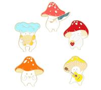 Alasum Lot de 5 Broches Champignon Décoratives en Alliage, Épingles à Poitrine Délicates et Colorées, Vie Quotidienne Fêtes Style Aléatoire