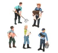 Alasum Lot de 5 Figurines Miniatures de Fermiers en Plastique, Modèles de Travailleurs Agricoles Réalistes, Décoration de Bureau et Jeu Éducatif pour Garçon et Filles, Scènes de Ferme,