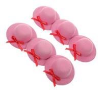 Alasum Lot de 6 Mini Chapeaux Roses avec Nœud, Chapeaux Miniatures pour Poupées, Décorations Créatives pour Bouteilles de Vin et Bouquets, Accessoires Artisanaux pour Loisirs Créatifs