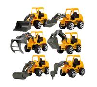 Alasum Lot de 6 Mini Pelleteuses Inertielles en Plastique pour Garçon et Filles, Modèles Réduits de Véhicules de Chantier, Pelleteuse pour Voiture, Adapté aux Petites Mains,