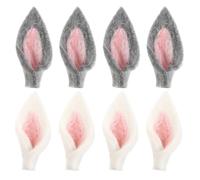 Alasum Lot de 8 Set de Décorations Oreilles de Lapin en Feutre Gris et Blanc Accessoires de Bricolage pour Fête de Pâques Fournitures DIY pour Couvre-Chefs et Costumes Décorations