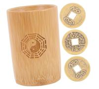Alasum Lot de Jeux Société Fortune Bamboo Pot Bambou Et Cuivre Accessoire Divination Chinois Compact Outil De Jeu Divinatoire Pratique pour Et Cérémonies Feng Shui
